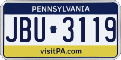 PA license plate JBU3119