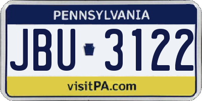 PA license plate JBU3122