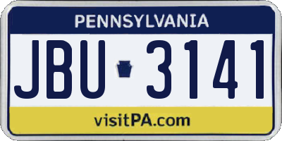 PA license plate JBU3141