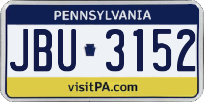 PA license plate JBU3152