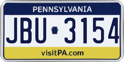 PA license plate JBU3154