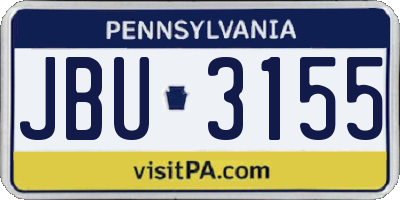PA license plate JBU3155