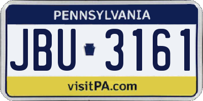 PA license plate JBU3161