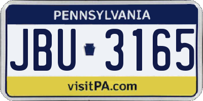 PA license plate JBU3165