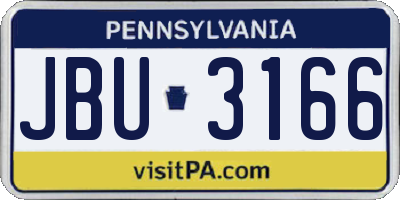 PA license plate JBU3166
