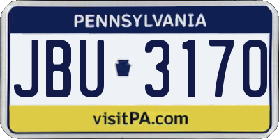 PA license plate JBU3170