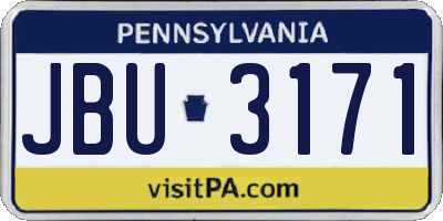 PA license plate JBU3171