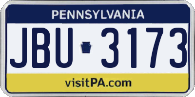 PA license plate JBU3173