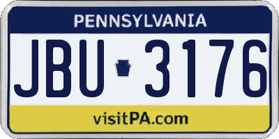 PA license plate JBU3176