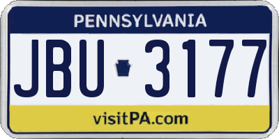 PA license plate JBU3177