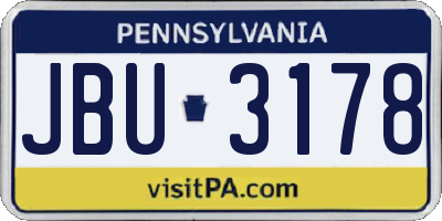 PA license plate JBU3178