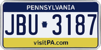 PA license plate JBU3187