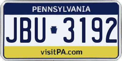 PA license plate JBU3192