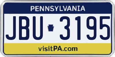 PA license plate JBU3195