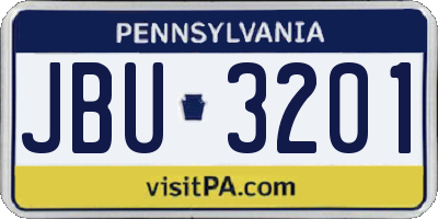 PA license plate JBU3201