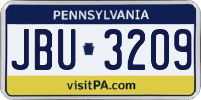 PA license plate JBU3209