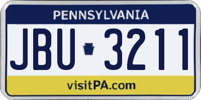 PA license plate JBU3211