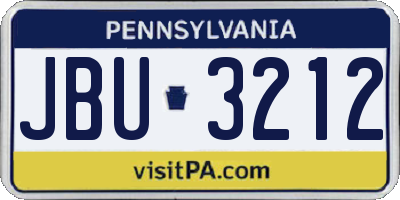 PA license plate JBU3212
