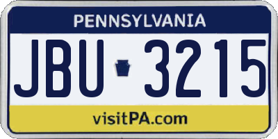 PA license plate JBU3215