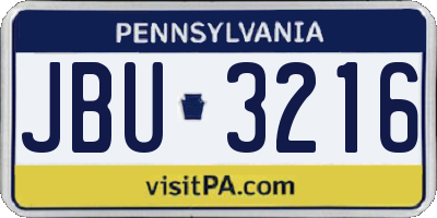 PA license plate JBU3216