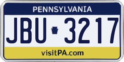 PA license plate JBU3217