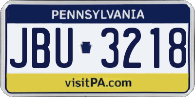 PA license plate JBU3218