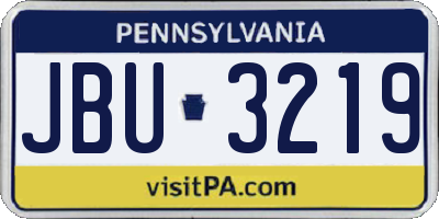 PA license plate JBU3219