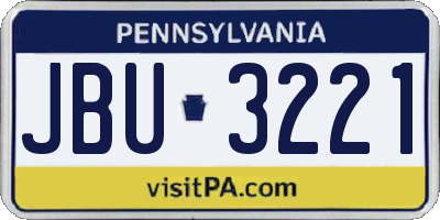 PA license plate JBU3221