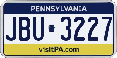 PA license plate JBU3227