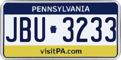 PA license plate JBU3233