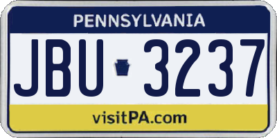 PA license plate JBU3237