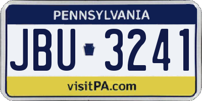 PA license plate JBU3241