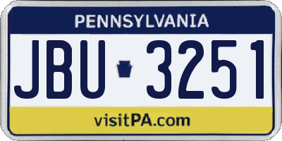 PA license plate JBU3251