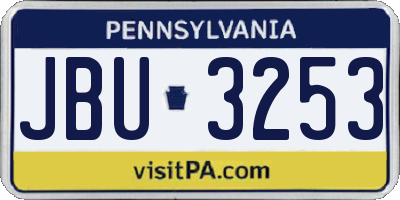 PA license plate JBU3253