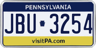 PA license plate JBU3254