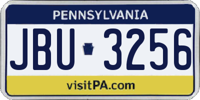 PA license plate JBU3256