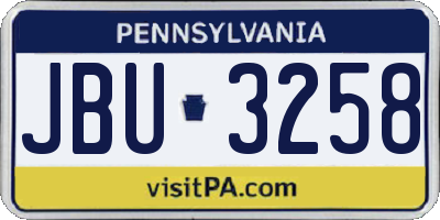 PA license plate JBU3258