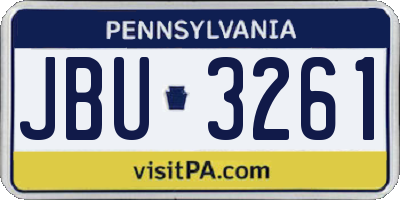 PA license plate JBU3261