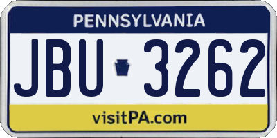 PA license plate JBU3262