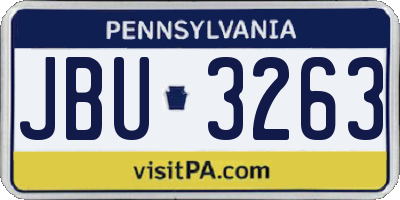 PA license plate JBU3263