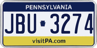 PA license plate JBU3274