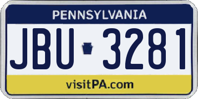 PA license plate JBU3281