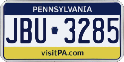 PA license plate JBU3285
