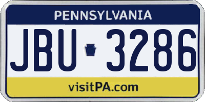 PA license plate JBU3286