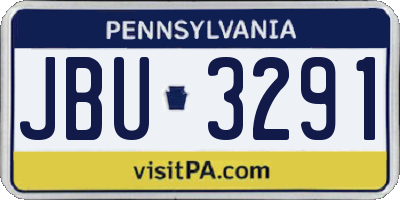 PA license plate JBU3291