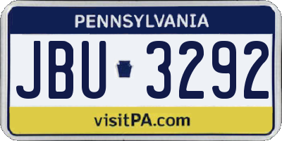 PA license plate JBU3292
