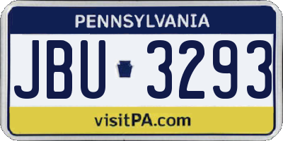 PA license plate JBU3293