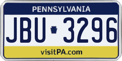PA license plate JBU3296