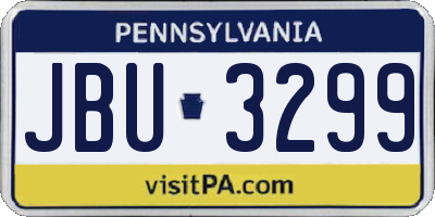 PA license plate JBU3299