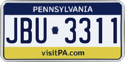 PA license plate JBU3311